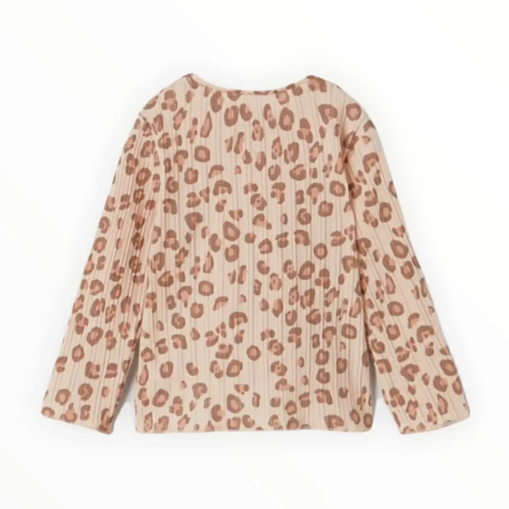 ZARA Kids Leopard Print Ribbed Long Sleeve Top NWT